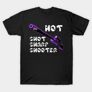 Hot Shot Sharp Shooter, v. Code Purple Sniper Rifle T-Shirt